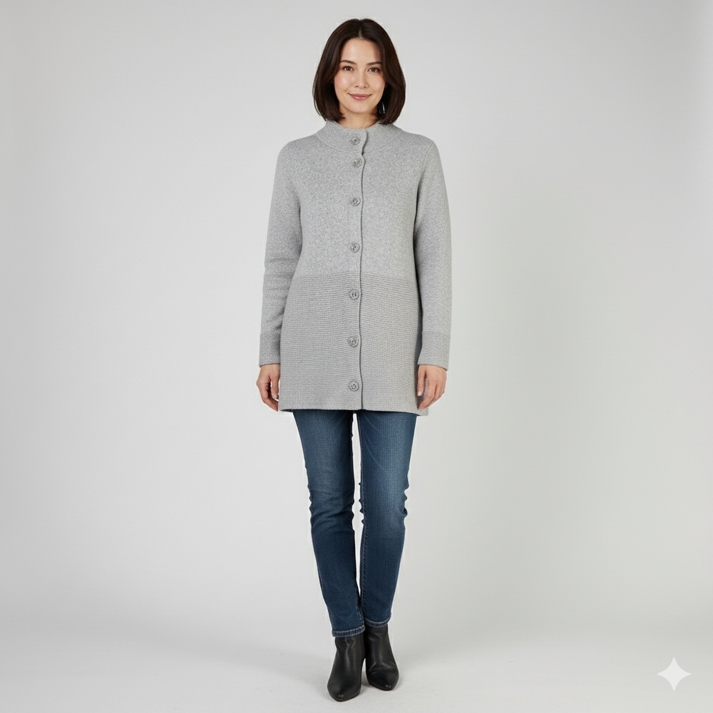 MaxMara Light Gray Button-Up Cardigan Cashmere Size L